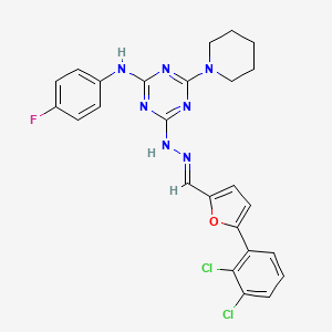 molecular formula C25H22Cl2FN7O B3863662 5-(2,3-dichlorophenyl)-2-furaldehyde [4-[(4-fluorophenyl)amino]-6-(1-piperidinyl)-1,3,5-triazin-2-yl]hydrazone 
