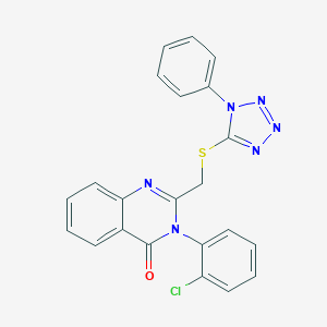 molecular formula C22H15ClN6OS B386368 3-(2-Chlorophenyl)-2-[(1-phenyltetrazol-5-yl)sulfanylmethyl]quinazolin-4-one CAS No. 384814-87-3