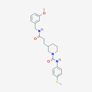 molecular formula C24H31N3O3S B3863709 3-{3-[(3-methoxybenzyl)amino]-3-oxopropyl}-N-[4-(methylthio)phenyl]-1-piperidinecarboxamide 