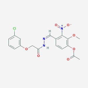 molecular formula C18H16ClN3O7 B3863716 4-{2-[(3-chlorophenoxy)acetyl]carbonohydrazonoyl}-2-methoxy-3-nitrophenyl acetate 