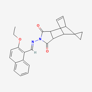 molecular formula C24H22N2O3 B3863733 4'-{[(2-ethoxy-1-naphthyl)methylene]amino}-4'-azaspiro[cyclopropane-1,10'-tricyclo[5.2.1.0~2,6~]decane]-8'-ene-3',5'-dione 