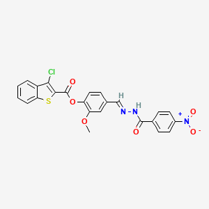 2-methoxy-4-[2-(4-nitrobenzoyl)carbonohydrazonoyl]phenyl 3-chloro-1-benzothiophene-2-carboxylate