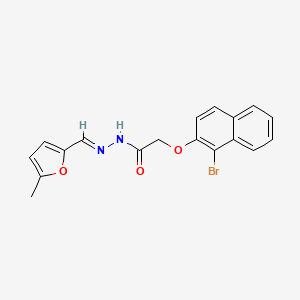 molecular formula C18H15BrN2O3 B3863792 2-[(1-bromo-2-naphthyl)oxy]-N'-[(5-methyl-2-furyl)methylene]acetohydrazide 