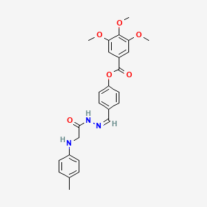molecular formula C26H27N3O6 B3863811 4-(2-{[(4-methylphenyl)amino]acetyl}carbonohydrazonoyl)phenyl 3,4,5-trimethoxybenzoate 