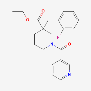 molecular formula C21H23FN2O3 B3863819 ethyl 3-(2-fluorobenzyl)-1-(3-pyridinylcarbonyl)-3-piperidinecarboxylate 