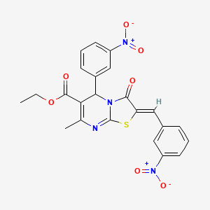 molecular formula C23H18N4O7S B3863863 ethyl 7-methyl-2-(3-nitrobenzylidene)-5-(3-nitrophenyl)-3-oxo-2,3-dihydro-5H-[1,3]thiazolo[3,2-a]pyrimidine-6-carboxylate CAS No. 5545-24-4