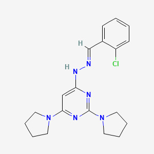 molecular formula C19H23ClN6 B3863951 2-chlorobenzaldehyde (2,6-di-1-pyrrolidinyl-4-pyrimidinyl)hydrazone 