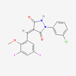 molecular formula C17H11ClI2N2O3 B3863956 1-(3-chlorophenyl)-4-(3,5-diiodo-2-methoxybenzylidene)-3,5-pyrazolidinedione 