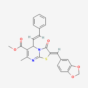molecular formula C25H20N2O5S B3863977 methyl 2-(1,3-benzodioxol-5-ylmethylene)-7-methyl-3-oxo-5-(2-phenylvinyl)-2,3-dihydro-5H-[1,3]thiazolo[3,2-a]pyrimidine-6-carboxylate 