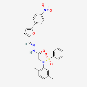 molecular formula C27H24N4O6S B3863984 N-(2,5-dimethylphenyl)-N-[2-(2-{[5-(4-nitrophenyl)-2-furyl]methylene}hydrazino)-2-oxoethyl]benzenesulfonamide CAS No. 5546-21-4