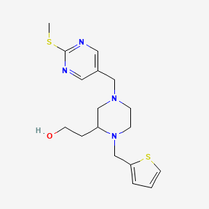 molecular formula C17H24N4OS2 B3863993 2-[4-{[2-(methylthio)-5-pyrimidinyl]methyl}-1-(2-thienylmethyl)-2-piperazinyl]ethanol 