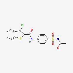 molecular formula C17H13ClN2O4S2 B3864043 N-{4-[(acetylamino)sulfonyl]phenyl}-3-chloro-1-benzothiophene-2-carboxamide 
