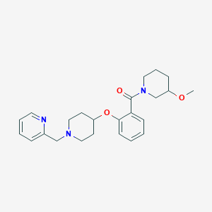 molecular formula C24H31N3O3 B3864051 2-[(4-{2-[(3-methoxy-1-piperidinyl)carbonyl]phenoxy}-1-piperidinyl)methyl]pyridine 