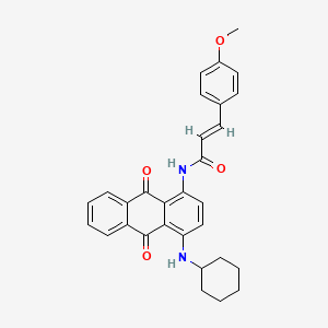 molecular formula C30H28N2O4 B3864108 N-[4-(cyclohexylamino)-9,10-dioxo-9,10-dihydro-1-anthracenyl]-3-(4-methoxyphenyl)acrylamide 
