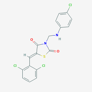 molecular formula C17H11Cl3N2O2S B386411 3-[(4-Chloroanilino)methyl]-5-(2,6-dichlorobenzylidene)-1,3-thiazolidine-2,4-dione 