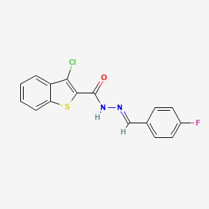 molecular formula C16H10ClFN2OS B3864115 3-chloro-N'-(4-fluorobenzylidene)-1-benzothiophene-2-carbohydrazide 