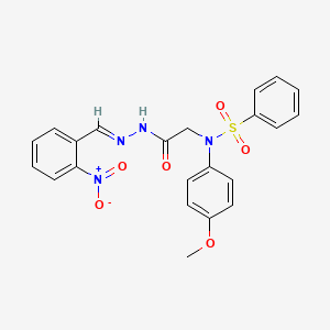 molecular formula C22H20N4O6S B3864162 N-(4-methoxyphenyl)-N-{2-[2-(2-nitrobenzylidene)hydrazino]-2-oxoethyl}benzenesulfonamide 
