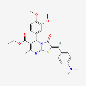 molecular formula C27H29N3O5S B3864198 ethyl 5-(3,4-dimethoxyphenyl)-2-[4-(dimethylamino)benzylidene]-7-methyl-3-oxo-2,3-dihydro-5H-[1,3]thiazolo[3,2-a]pyrimidine-6-carboxylate 