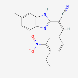 molecular formula C19H16N4O2 B3864218 3-(4-ethyl-3-nitrophenyl)-2-(5-methyl-1H-benzimidazol-2-yl)acrylonitrile 