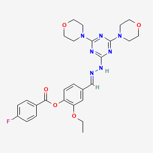 molecular formula C27H30FN7O5 B3864240 4-[2-(4,6-di-4-morpholinyl-1,3,5-triazin-2-yl)carbonohydrazonoyl]-2-ethoxyphenyl 4-fluorobenzoate 