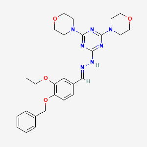 molecular formula C27H33N7O4 B3864242 4-(benzyloxy)-3-ethoxybenzaldehyde (4,6-di-4-morpholinyl-1,3,5-triazin-2-yl)hydrazone 