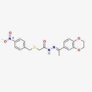 molecular formula C19H19N3O5S B3864300 N'-[1-(2,3-dihydro-1,4-benzodioxin-6-yl)ethylidene]-2-[(4-nitrobenzyl)thio]acetohydrazide 