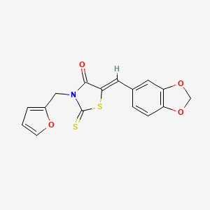 molecular formula C16H11NO4S2 B3864321 5-(1,3-benzodioxol-5-ylmethylene)-3-(2-furylmethyl)-2-thioxo-1,3-thiazolidin-4-one 