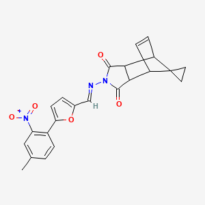 molecular formula C23H19N3O5 B3864339 4'-({[5-(4-methyl-2-nitrophenyl)-2-furyl]methylene}amino)-4'-azaspiro[cyclopropane-1,10'-tricyclo[5.2.1.0~2,6~]decane]-8'-ene-3',5'-dione 