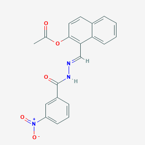 molecular formula C20H15N3O5 B386435 1-(2-{3-Nitrobenzoyl}carbohydrazonoyl)-2-naphthyl acetate 