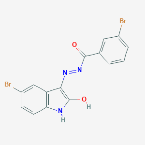 molecular formula C15H9Br2N3O2 B386438 3-bromo-N'-(5-bromo-2-oxo-1,2-dihydro-3H-indol-3-ylidene)benzohydrazide 