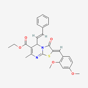 molecular formula C27H26N2O5S B3864385 ethyl 2-(2,4-dimethoxybenzylidene)-7-methyl-3-oxo-5-(2-phenylvinyl)-2,3-dihydro-5H-[1,3]thiazolo[3,2-a]pyrimidine-6-carboxylate 