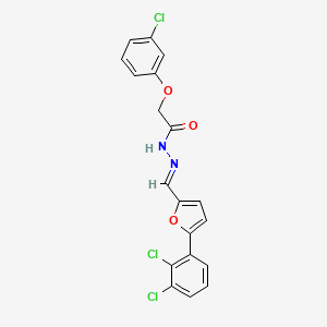 molecular formula C19H13Cl3N2O3 B3864478 2-(3-chlorophenoxy)-N'-{[5-(2,3-dichlorophenyl)-2-furyl]methylene}acetohydrazide 