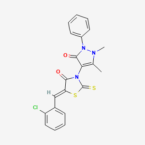 molecular formula C21H16ClN3O2S2 B3864516 5-(2-chlorobenzylidene)-3-(1,5-dimethyl-3-oxo-2-phenyl-2,3-dihydro-1H-pyrazol-4-yl)-2-thioxo-1,3-thiazolidin-4-one 