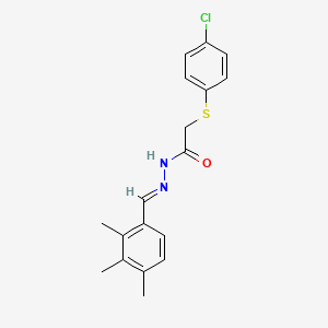molecular formula C18H19ClN2OS B3864558 2-[(4-chlorophenyl)thio]-N'-(2,3,4-trimethylbenzylidene)acetohydrazide 
