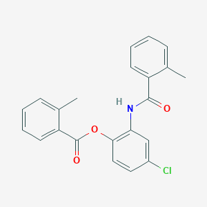 molecular formula C22H18ClNO3 B386456 4-Chloro-2-[(2-methylbenzoyl)amino]phenyl 2-methylbenzoate 