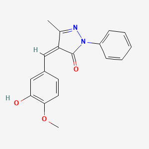molecular formula C18H16N2O3 B3864576 4-(3-hydroxy-4-methoxybenzylidene)-5-methyl-2-phenyl-2,4-dihydro-3H-pyrazol-3-one 