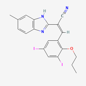 molecular formula C20H17I2N3O B3864638 3-(3,5-diiodo-2-propoxyphenyl)-2-(5-methyl-1H-benzimidazol-2-yl)acrylonitrile 