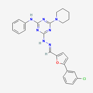 5-(3-chlorophenyl)-2-furaldehyde [4-anilino-6-(1-piperidinyl)-1,3,5-triazin-2-yl]hydrazone