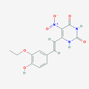 molecular formula C14H13N3O6 B3864674 6-[2-(3-ethoxy-4-hydroxyphenyl)vinyl]-5-nitro-2,4(1H,3H)-pyrimidinedione 