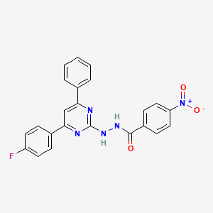 molecular formula C23H16FN5O3 B3864702 N'-[4-(4-fluorophenyl)-6-phenyl-2-pyrimidinyl]-4-nitrobenzohydrazide 