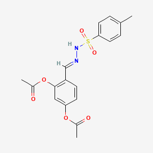 molecular formula C18H18N2O6S B3864730 4-{2-[(4-methylphenyl)sulfonyl]carbonohydrazonoyl}-1,3-phenylene diacetate 