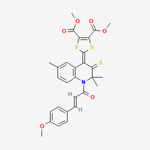 molecular formula C29H27NO6S3 B3864750 dimethyl 2-[1-[3-(4-methoxyphenyl)acryloyl]-2,2,6-trimethyl-3-thioxo-2,3-dihydro-4(1H)-quinolinylidene]-1,3-dithiole-4,5-dicarboxylate 