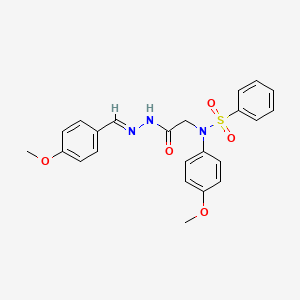 molecular formula C23H23N3O5S B3864775 N-{2-[2-(4-methoxybenzylidene)hydrazino]-2-oxoethyl}-N-(4-methoxyphenyl)benzenesulfonamide 