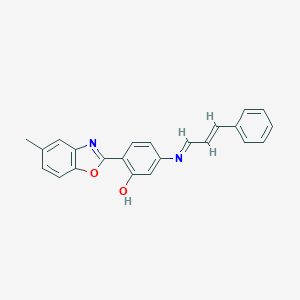molecular formula C23H18N2O2 B386479 2-(5-Methyl-1,3-benzoxazol-2-yl)-5-[(3-phenyl-2-propenylidene)amino]phenol 