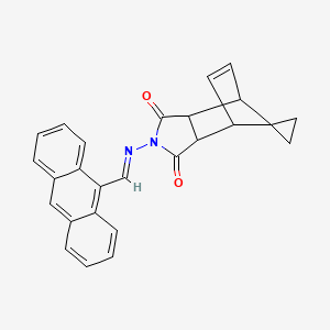 molecular formula C26H20N2O2 B3864824 4'-[(9-anthrylmethylene)amino]-4'-azaspiro[cyclopropane-1,10'-tricyclo[5.2.1.0~2,6~]decane]-8'-ene-3',5'-dione 