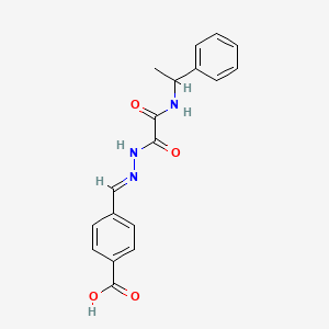molecular formula C18H17N3O4 B3864846 4-(2-{oxo[(1-phenylethyl)amino]acetyl}carbonohydrazonoyl)benzoic acid 