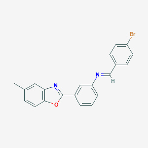 molecular formula C21H15BrN2O B386485 N-(4-bromobenzylidene)-N-[3-(5-methyl-1,3-benzoxazol-2-yl)phenyl]amine 