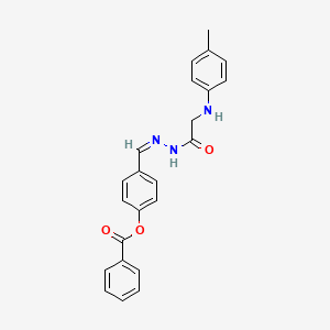 molecular formula C23H21N3O3 B3864851 4-(2-{[(4-methylphenyl)amino]acetyl}carbonohydrazonoyl)phenyl benzoate 