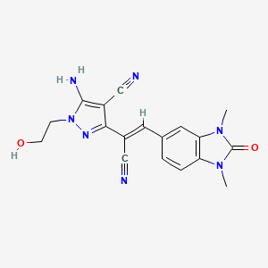 molecular formula C18H17N7O2 B3864861 5-amino-3-[1-cyano-2-(1,3-dimethyl-2-oxo-2,3-dihydro-1H-benzimidazol-5-yl)vinyl]-1-(2-hydroxyethyl)-1H-pyrazole-4-carbonitrile 