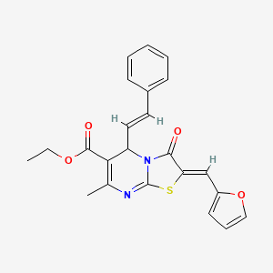 molecular formula C23H20N2O4S B3864902 ethyl 2-(2-furylmethylene)-7-methyl-3-oxo-5-(2-phenylvinyl)-2,3-dihydro-5H-[1,3]thiazolo[3,2-a]pyrimidine-6-carboxylate 